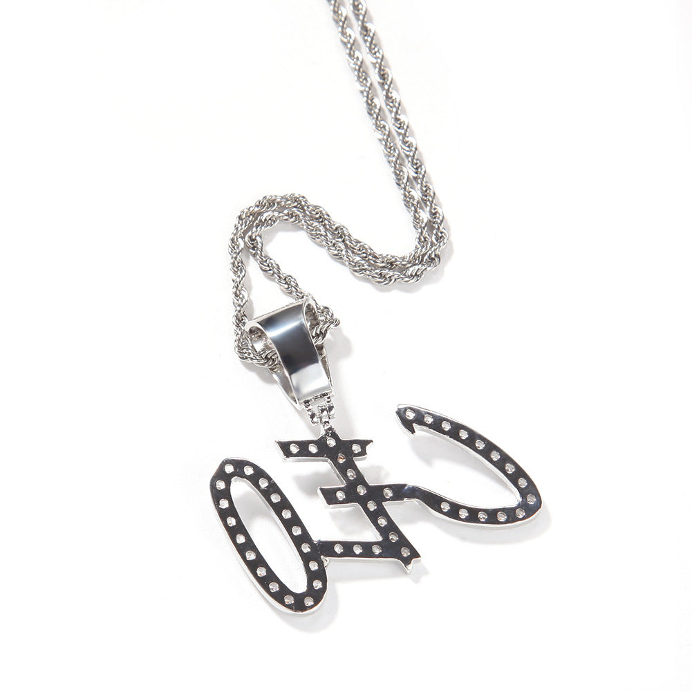 Back of silver-tone CEO script pendant product image
