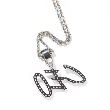Back of silver-tone CEO script pendant