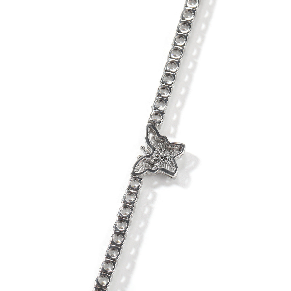 Butterfly Cuban Link Cubic Zirconia Necklace for Women & Men – Gold Plated or Silver Plated Statement Pendant Chain product image