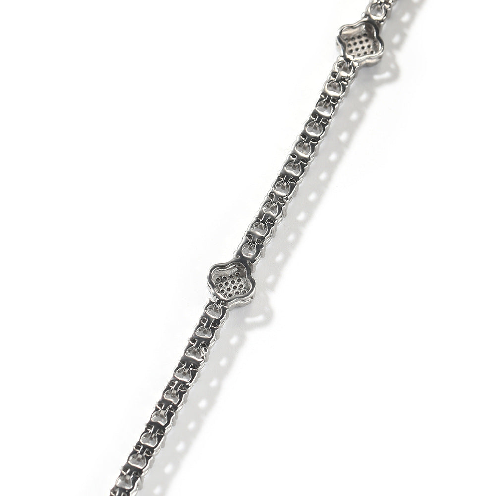 Hip Hop Cubic Zirconia Bracelet and Necklace Set for Women & Men, Gold Plated or Silver Plated Round Link Chain Jewelry