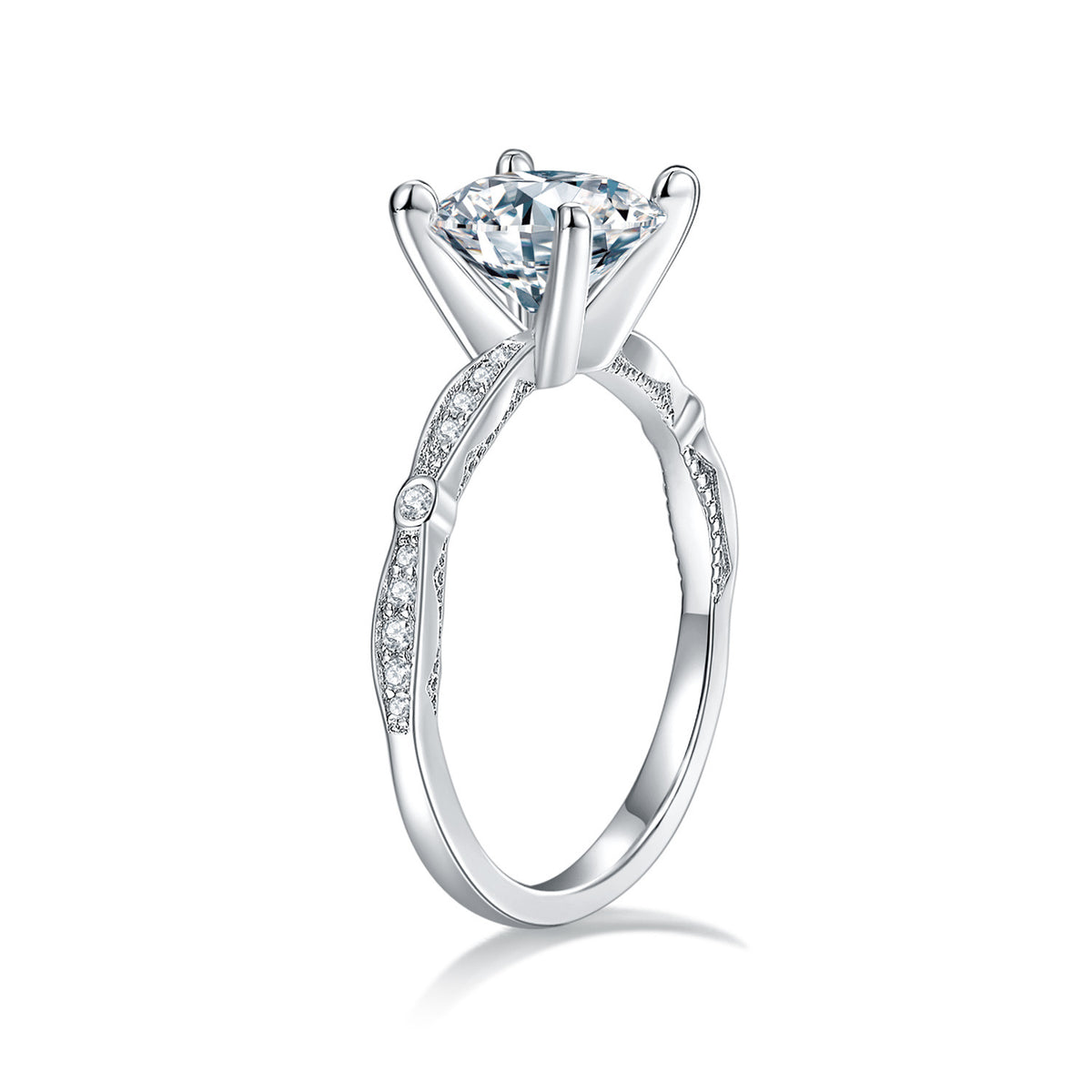 Round 7.5mm Moissanite Ring, 18K Gold-Plated Solitaire Promise Ring for Women product image