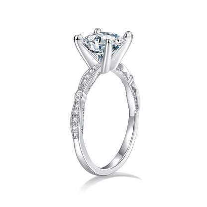 Round 7.5mm Moissanite Ring, 18K Gold-Plated Solitaire Promise Ring for Women