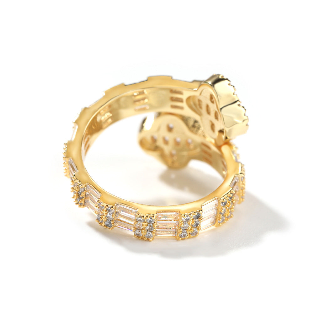 Cubic Zirconia Four-Leaf Clover Ring for Women & Men - Gold, Silver, Rose Gold Minimalist Statement Ring product image