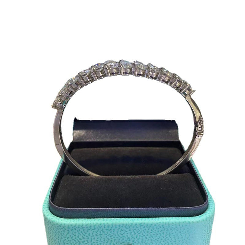 Moissanite Tennis Bangle Bracelet with Round Four-Prong Stones product image