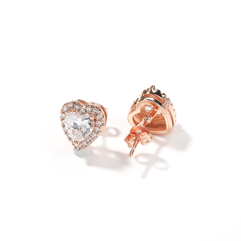 Heart Shape Stud Earrings for Women and Men, Gold Plated Silver Plated Rose Gold Plated Copper Earrings with Crystal Stone, Trendy Statement Jewelry 2026