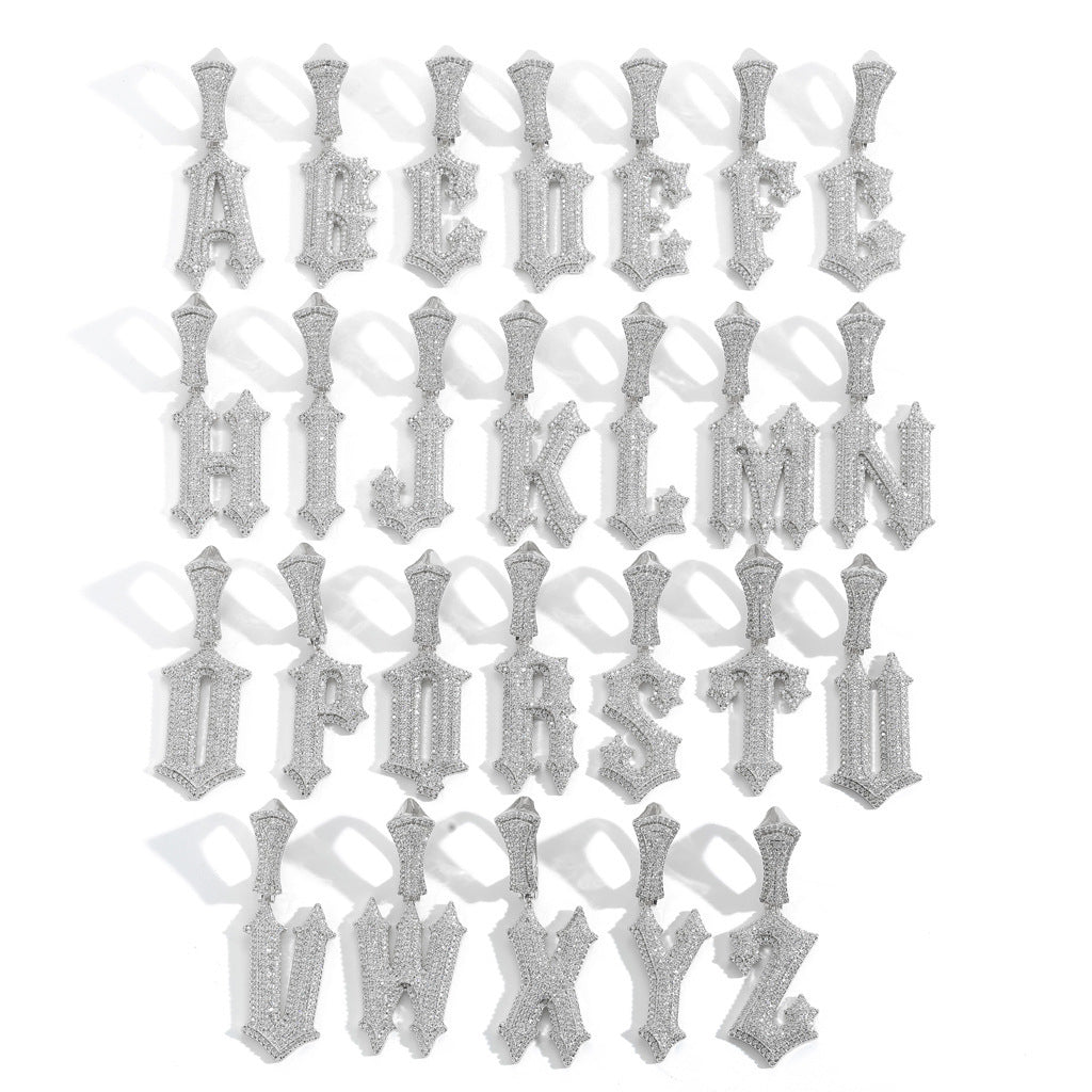 Hip Hop Letter Spike Stainless Steel Pendant Necklace for Men and Women