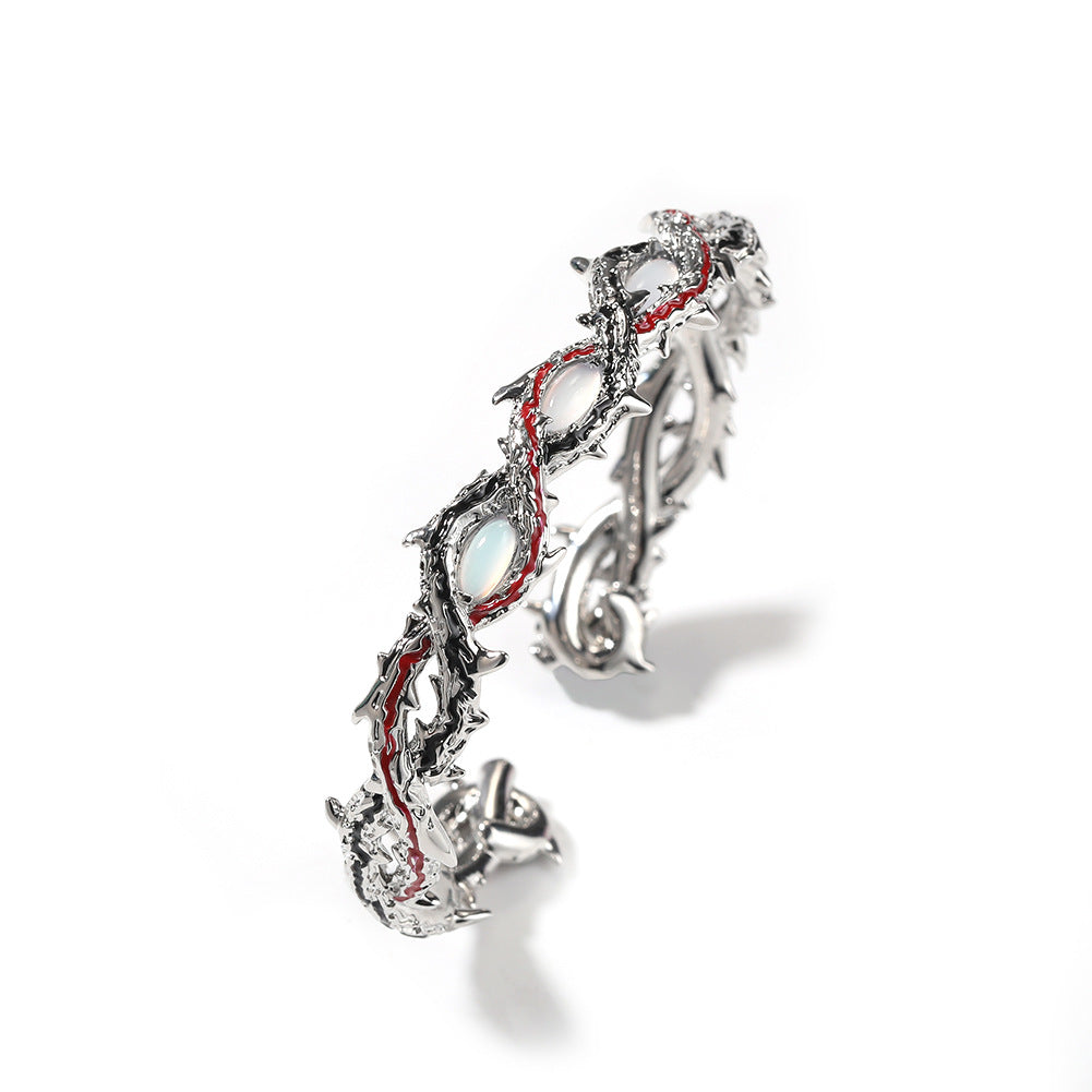 Silver Tone Hip Hop Dragon Line Bracelet with Cubic Zirconia Accents for Women