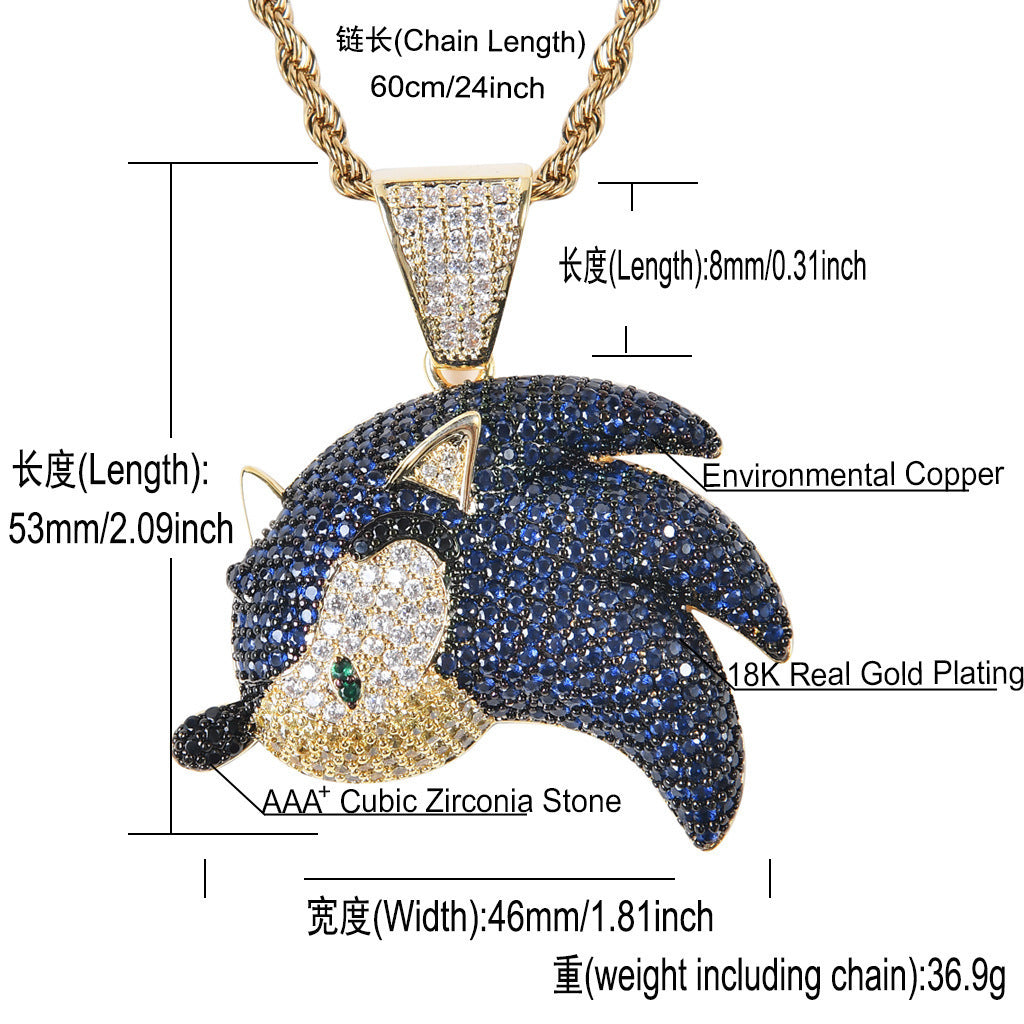 Hip Hop Fashion Cubic Zirconia Pendant Necklace for Men and Women