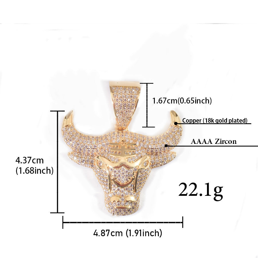 Iced Out Bull Pendant Necklace product image