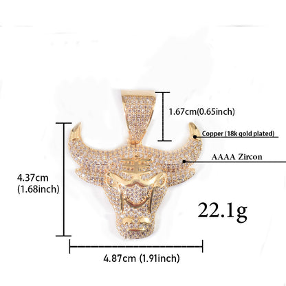 Iced Out Bull Pendant Necklace