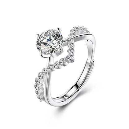 Round Cut Halo Style Ring for Women, Geometric Pavé Look Fashion Ring