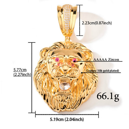 Bold Lion Head Hip Hop Pendant Necklace for Men Unisex