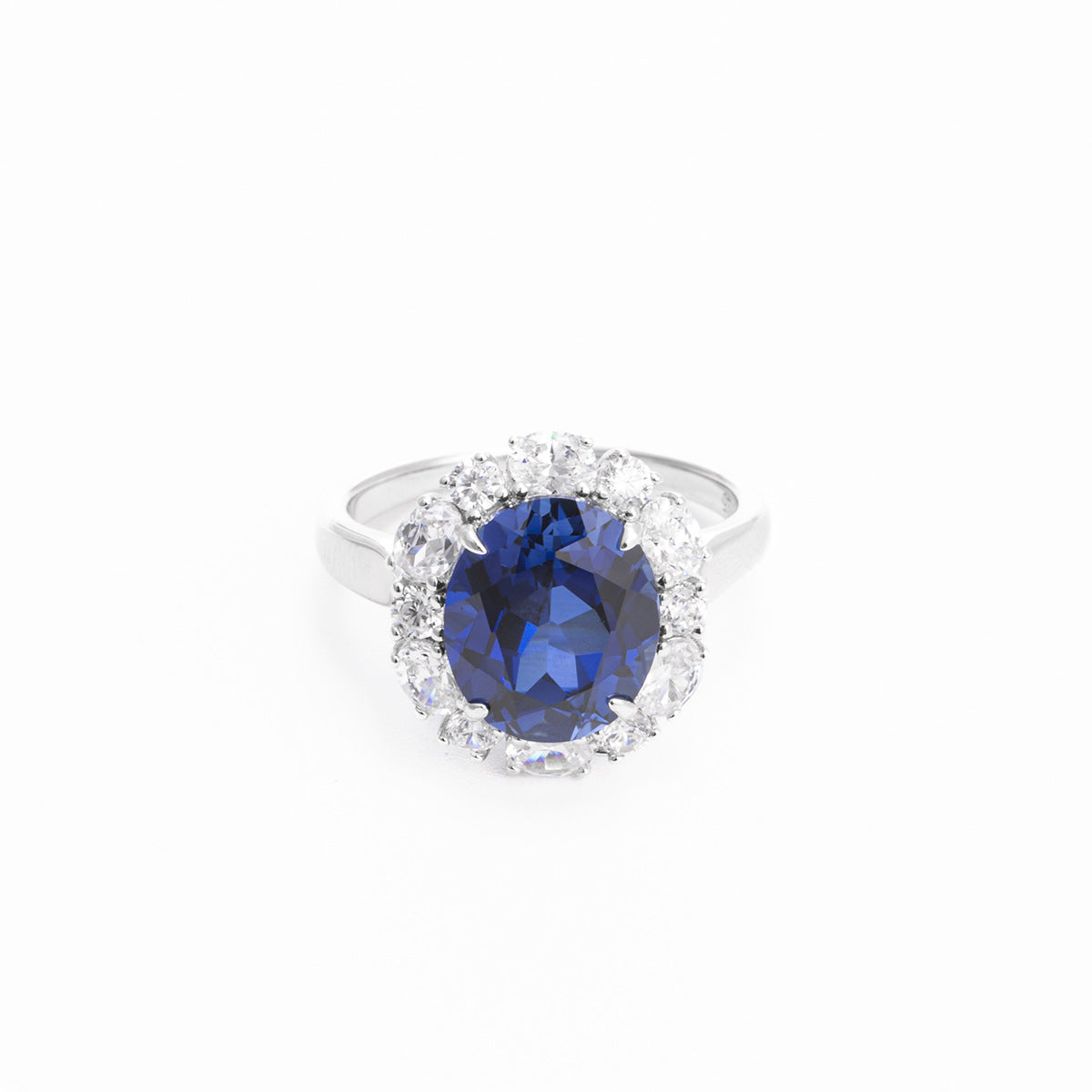 925 Silver Blue Sapphire Jewelry Set with Necklace, Ring & Stud Earrings product image
