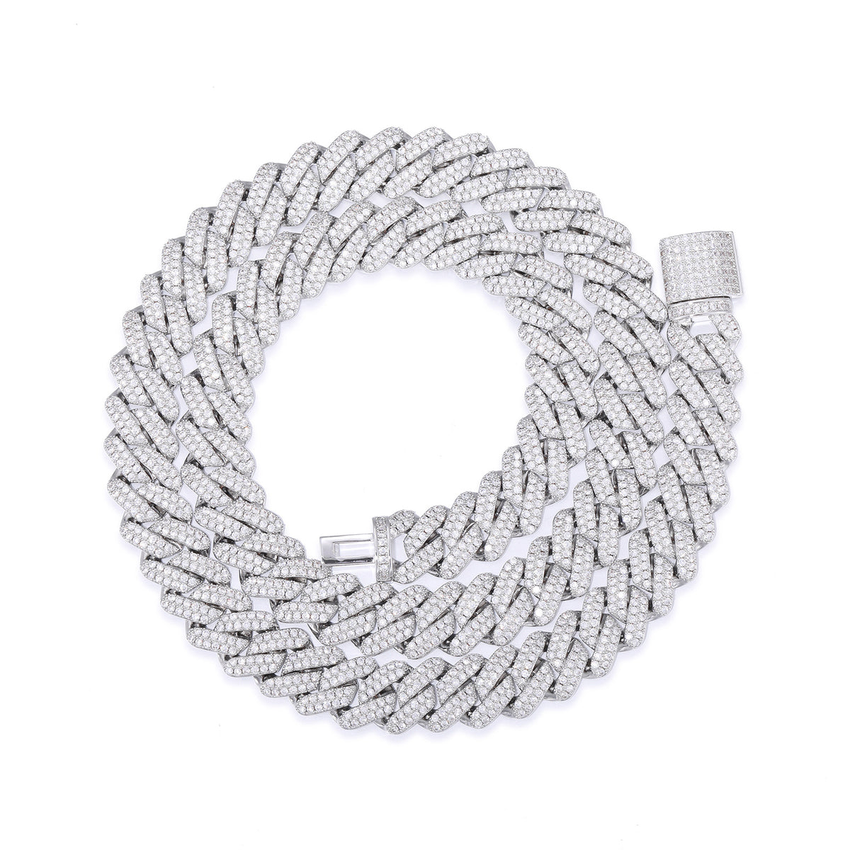 Iced Out Cuban Link Chain Necklace or Bracelet with Cubic Zirconia Unisex Hip Hop Jewelry product image