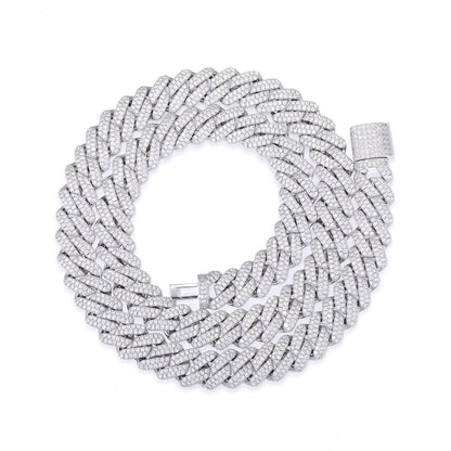 Iced Out Cuban Link Chain Necklace or Bracelet with Cubic Zirconia Unisex Hip Hop Jewelry