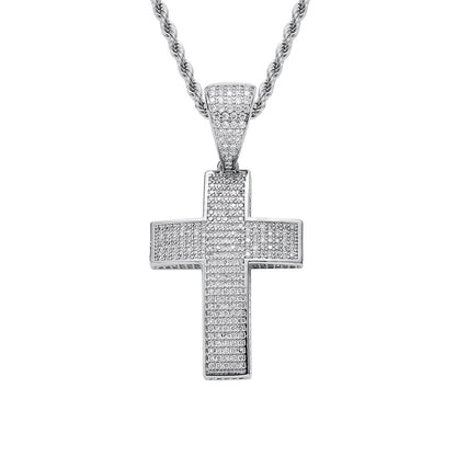Light Luxury Cross Cubic Zirconia Pendant Necklace for Men and Women