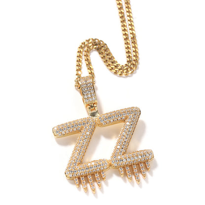 Personalized Iced Out Letter Pendant Necklace for Men - Custom Cubic Zirconia Initial Chain in Gold or Silver Tone