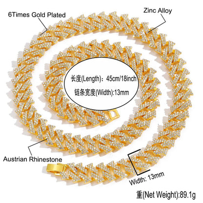 Hip Hop Diamond Shape Cuban Link Thorn Alloy Bracelet for Men