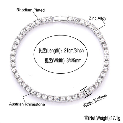 Hip Hop Tennis Chain Alloy Necklace for Men