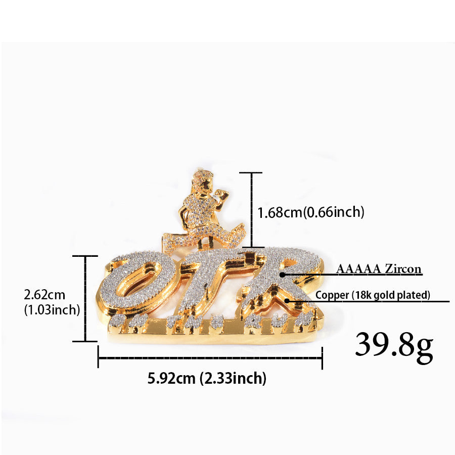 Iced Out Letter Pendant Necklace for Men