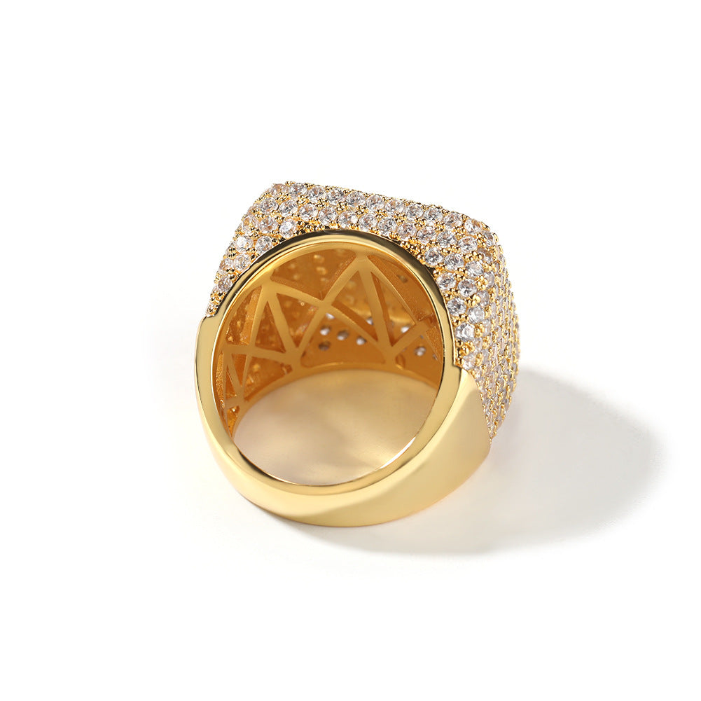 Back view of gold tone square center cubic zirconia ring product image