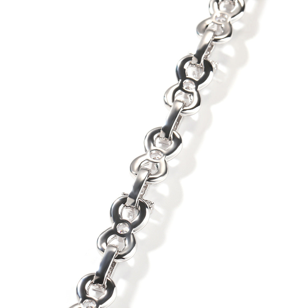 Men’s Iced Cross Chain Necklace & Bracelet Set in Gold or Silver Tone with Cubic Zirconia product image
