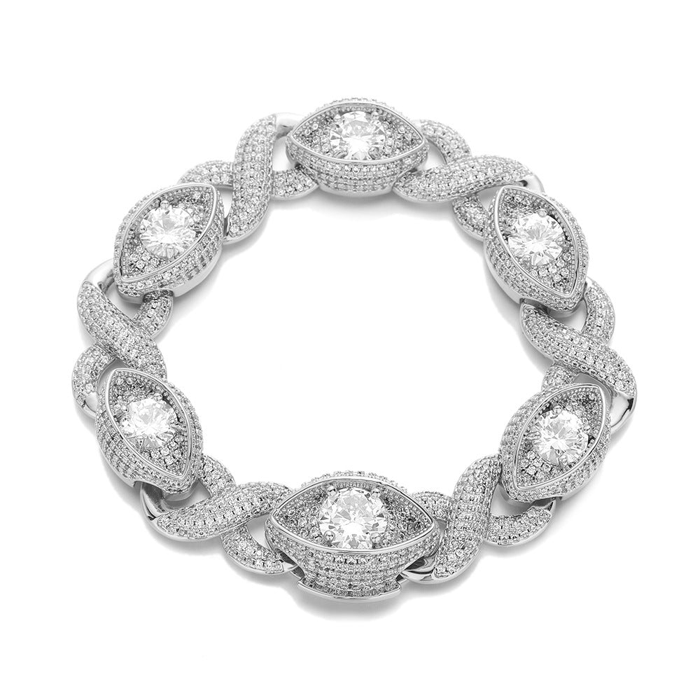 Iced Out Infinity Eye Cuban Link Chain Bracelet & Necklace 15MM product image