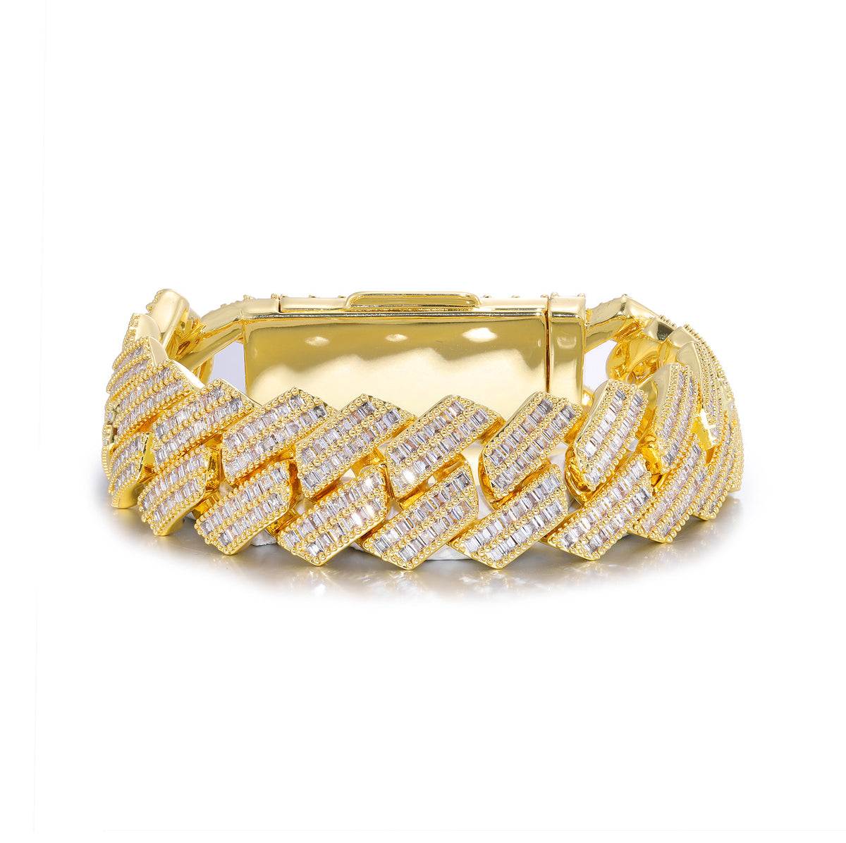 Geometric Iced Link Bracelet for Men and Women, White Tone, 7/8/9 in product image