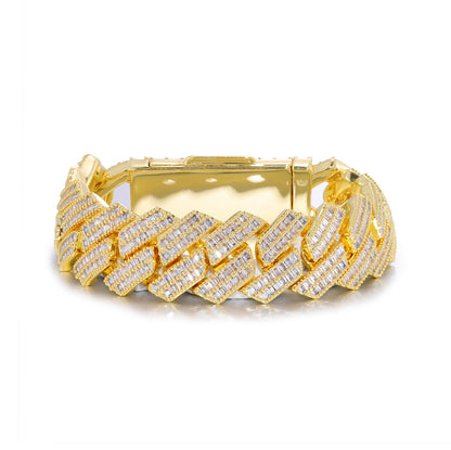 Geometric Iced Link Bracelet for Men and Women, White Tone, 7/8/9 in