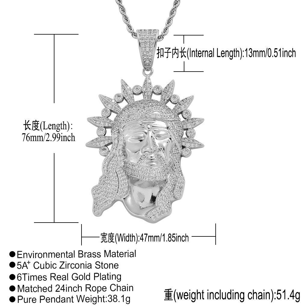 Hip Hop Vintage Fashion Cubic Zirconia Pendant Necklace for Men and Women