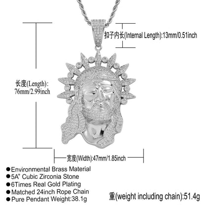 Hip Hop Vintage Fashion Cubic Zirconia Pendant Necklace for Men and Women