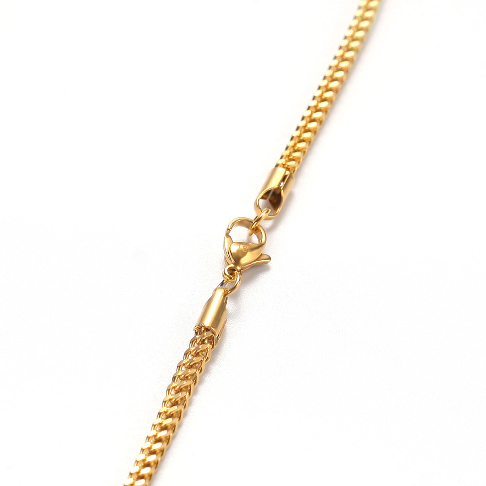 Unisex Stainless Steel Chain Necklace, Gold Plated or Silver Tone Minimalist Statement Pendant Chain