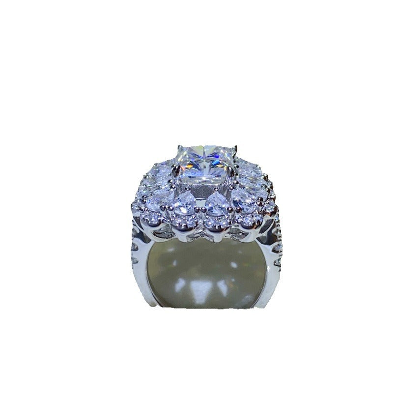 Radiant Cut Halo Moissanite Ring for Women – D Color VVS1 1 Carat, 2 Carat or 3 Carat Engagement Ring product image