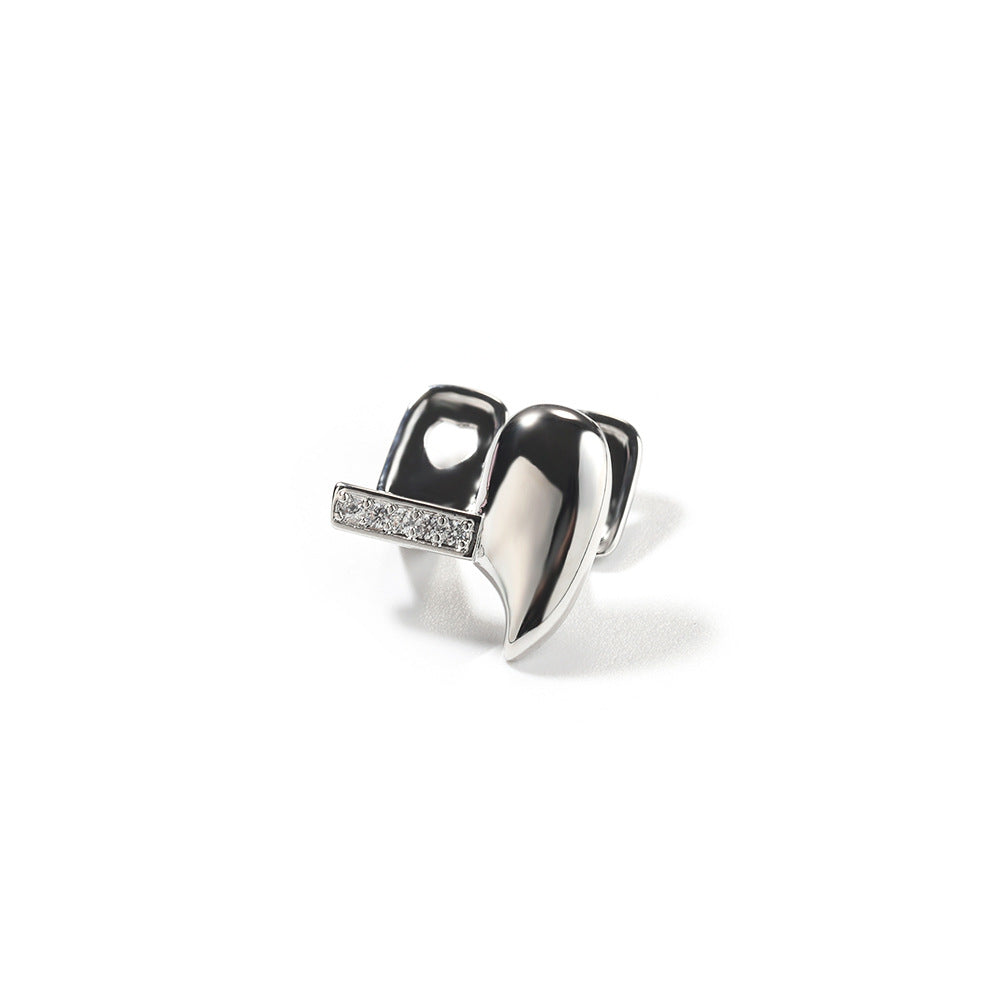 Trendy Heart Ring for Women – Gold or Silver Color Copper Statement Ring with Crystal Accent