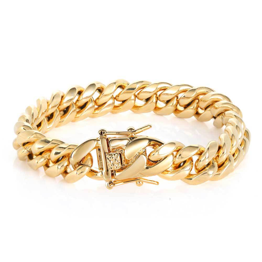 6-14 mm Rounded Polished Cuban Stainless steel Bracelet - CHA006 product image