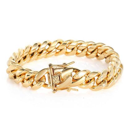 6-14 mm Rounded Polished Cuban Stainless steel Bracelet - CHA006