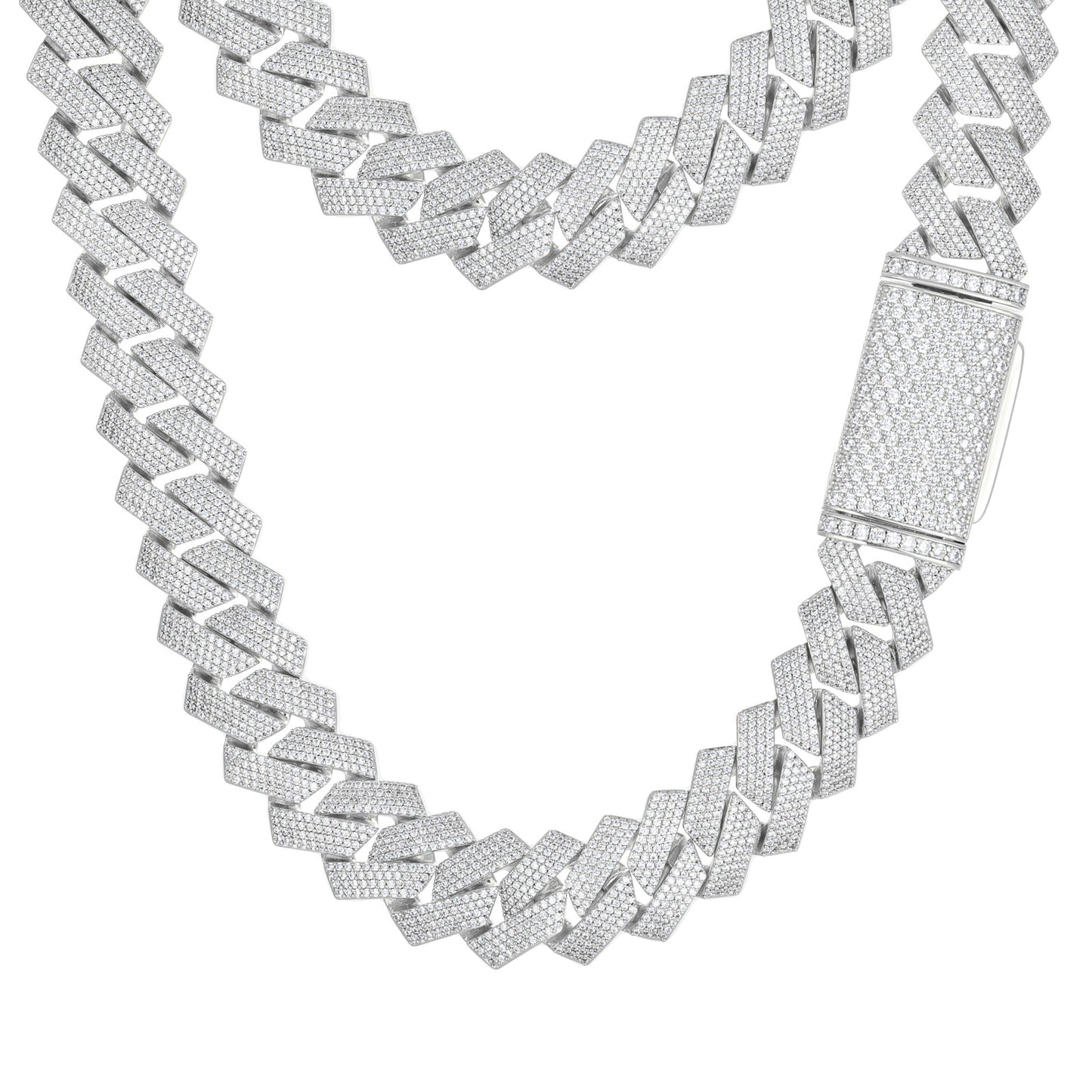 Iced Out Cuban Link Chain Necklace for Men & Women - Geometric Hip Hop Cubic Zirconia Pendant Chain product image