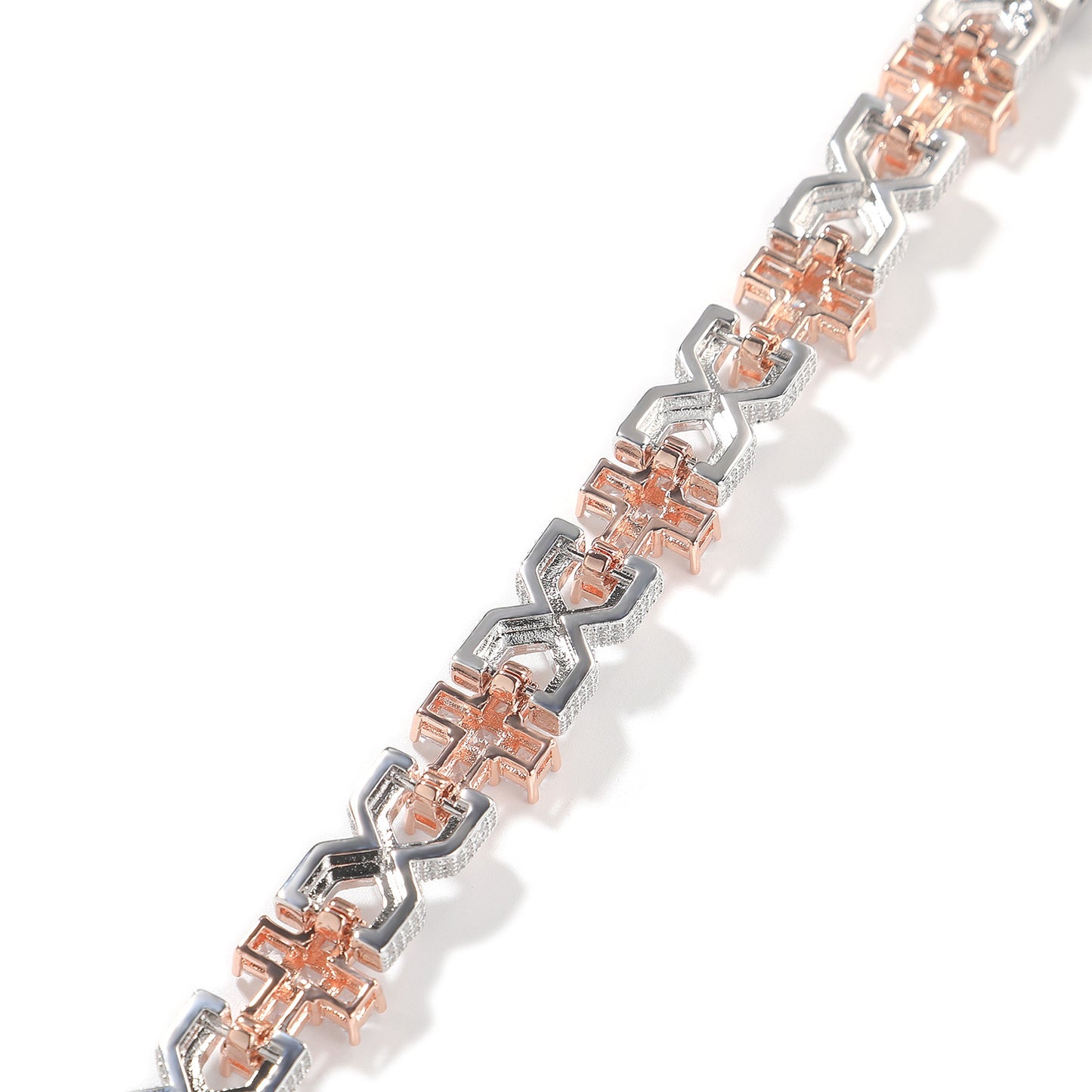 Iced Cross Chain Bracelet for Women & Men - Silver Plated Hip Hop Statement Bracelet