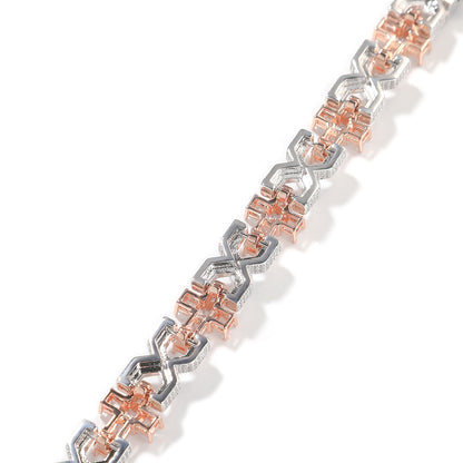 Iced Cross Chain Bracelet for Women & Men - Silver Plated Hip Hop Statement Bracelet