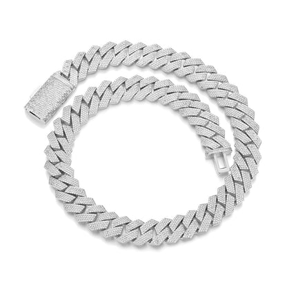 20mm Iced Cuban Link Bracelet with Geometric Zircon Links, Unisex