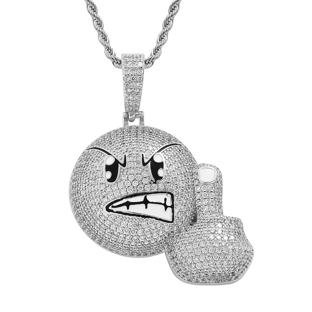 Hip Hop Light Luxury Square Cubic Zirconia Pendant Necklace for Men and Women