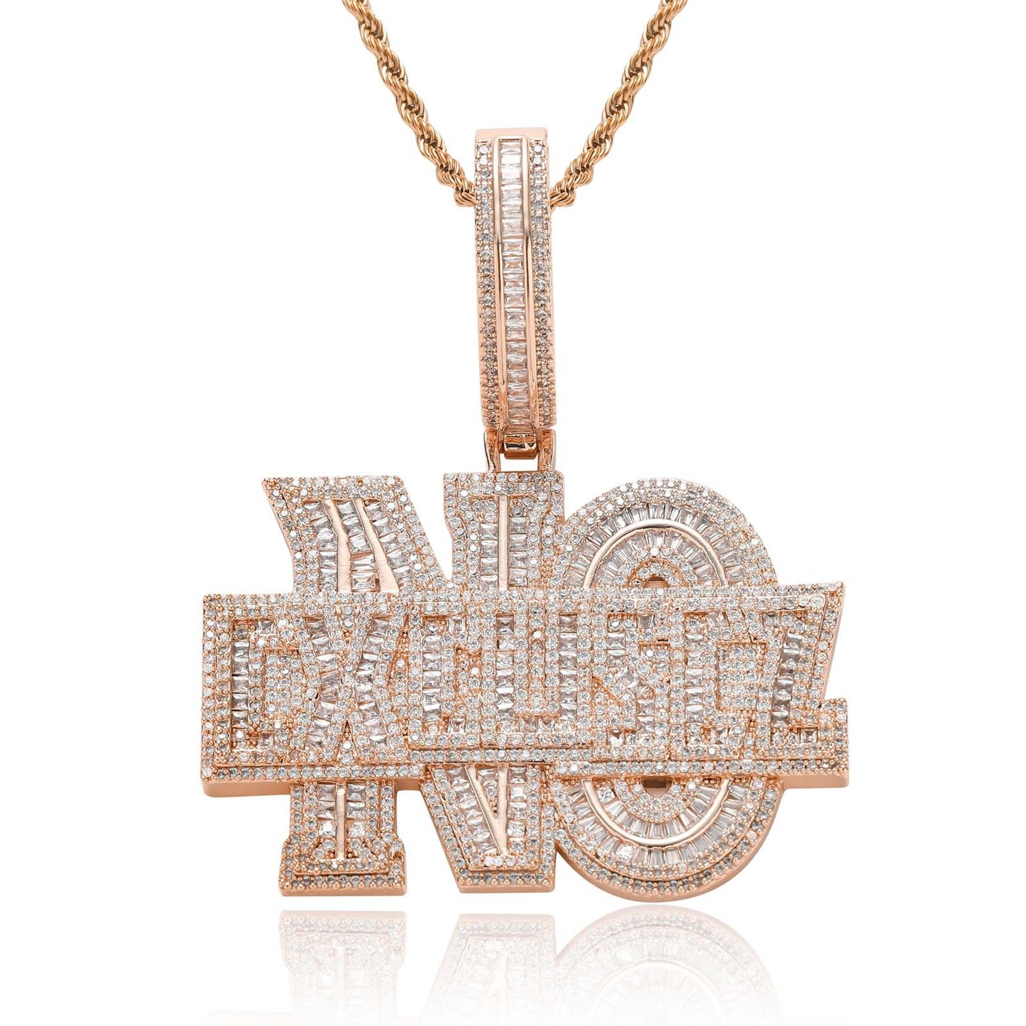 Hip Hop Letter Cubic Zirconia Pendant Necklace for Men and Women