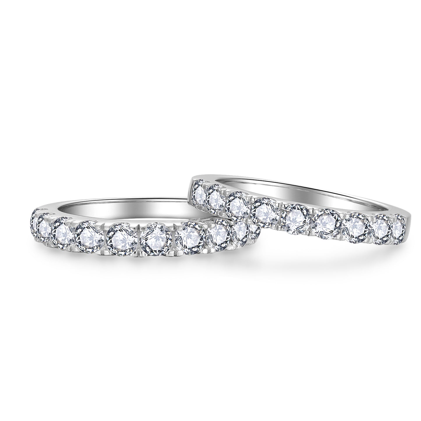 10-Stone Moissanite Ring, S925 Silver 18K Gold Plated Wedding Band for Women product image