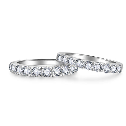 10-Stone Moissanite Ring, S925 Silver 18K Gold Plated Wedding Band for Women