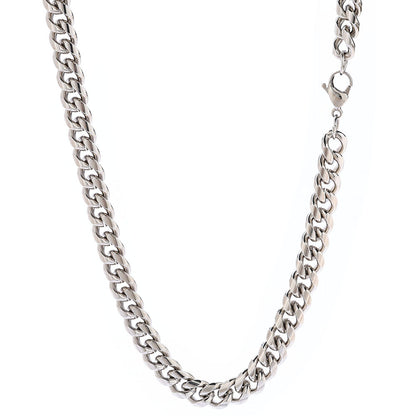 4-9 mm Polished Rounded Cuban Hip Hop Necklace with Stainless steel Base - CHA163