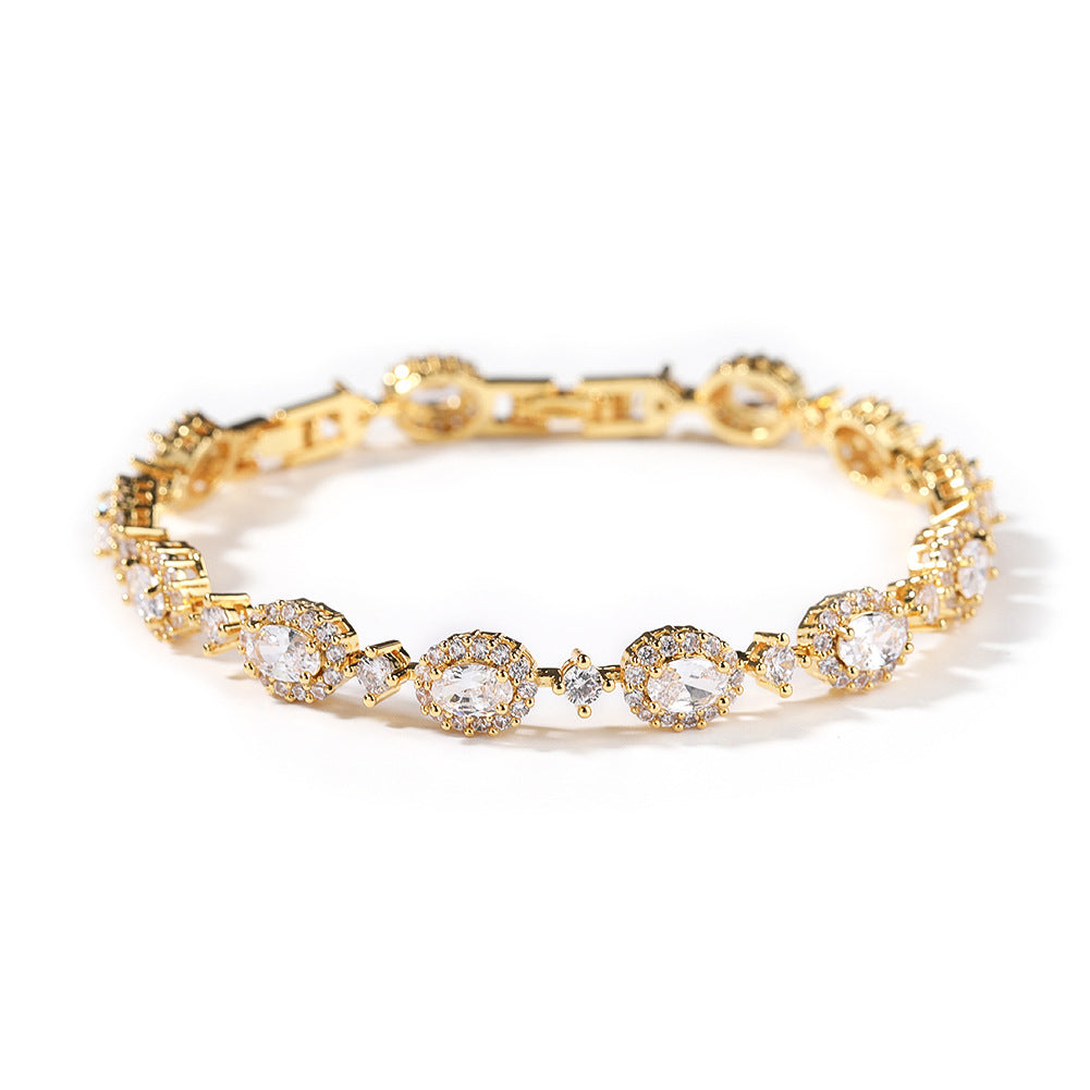 Emerald Green Oval Cubic Zirconia Tennis Bracelet in Gold, Silver & Rose Gold Tone