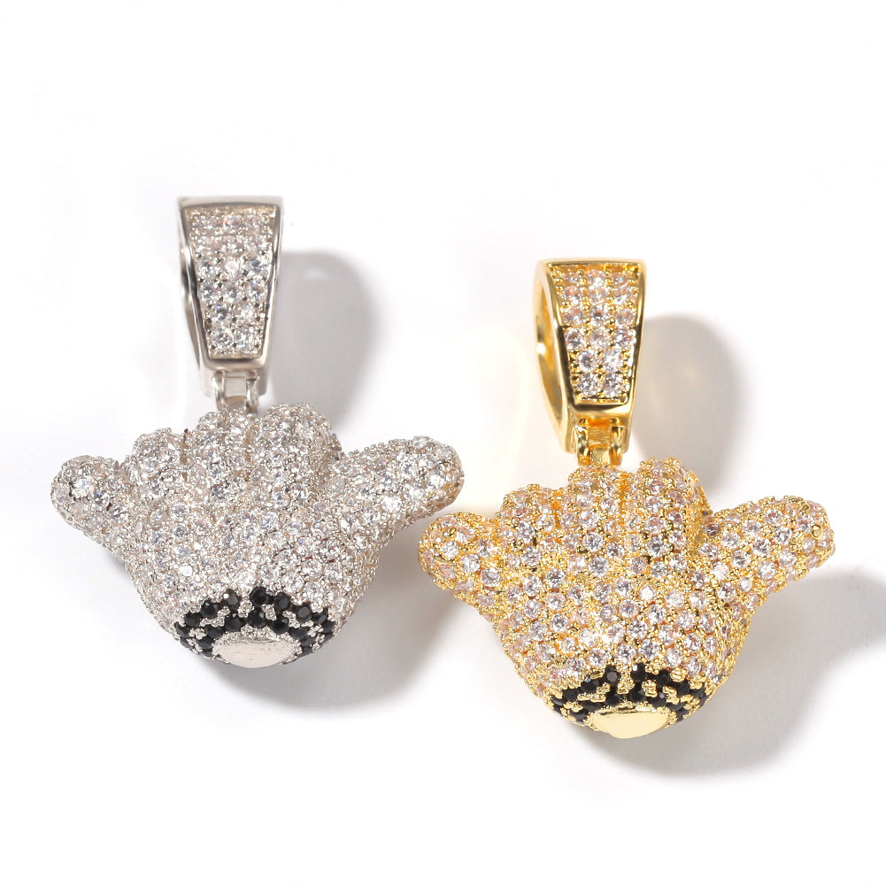 Unisex Iced Bear Pendant Necklace with Twisted Chain, Gold Plated & Silver Plated Statement Jewelry product image