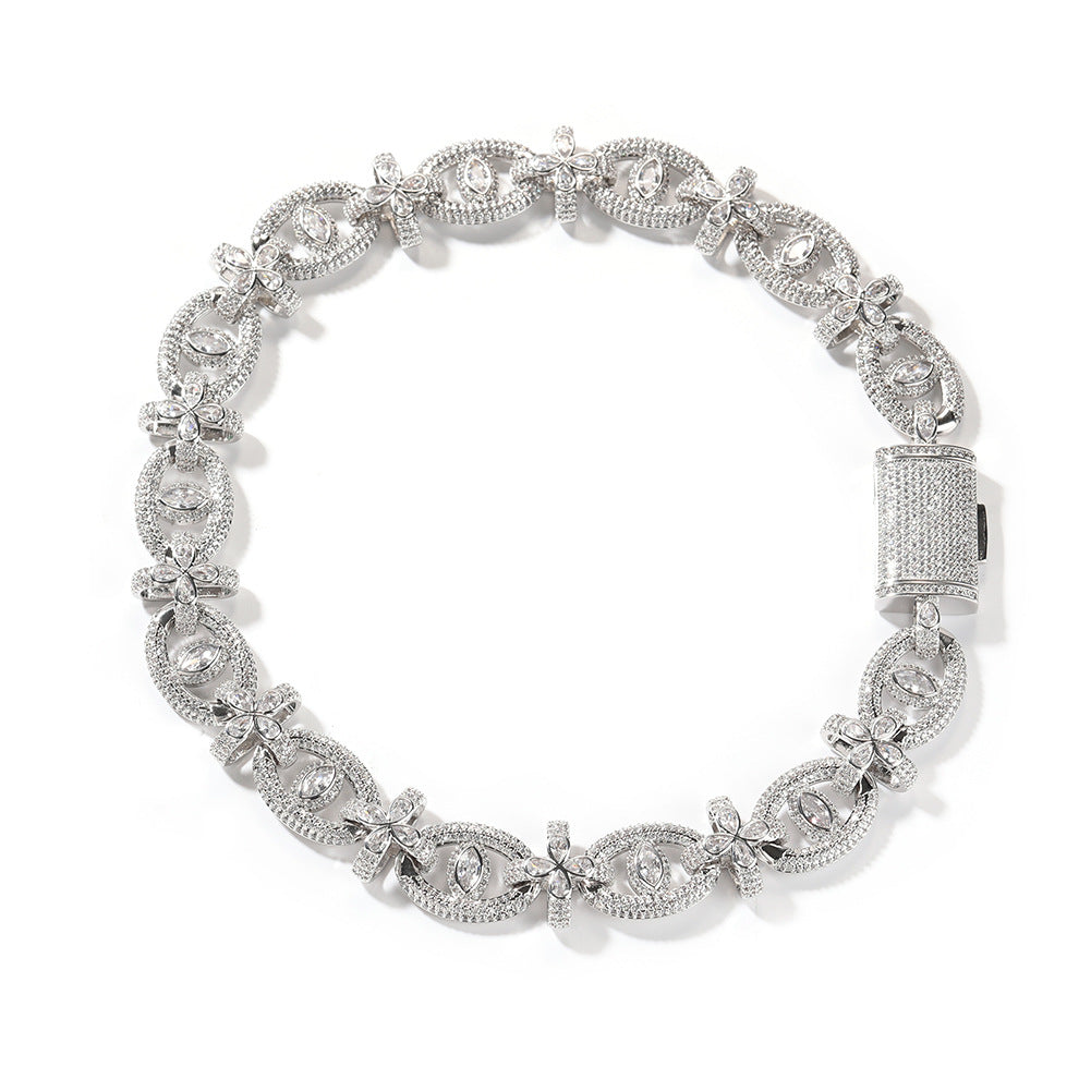 Men’s Iced Out Cross Chain Necklace & Bracelet Set with Cubic Zirconia, Gold Plated or Silver Plated Statement Jewelry