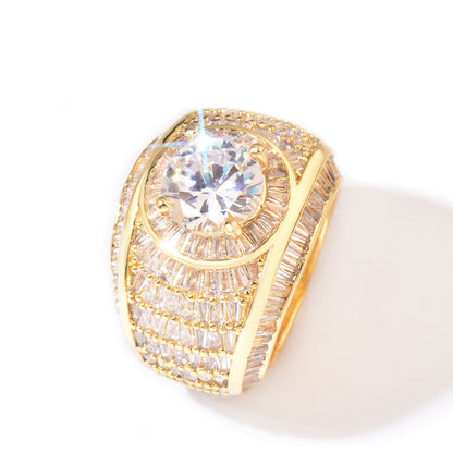 Iced Out Round Halo Statement Ring