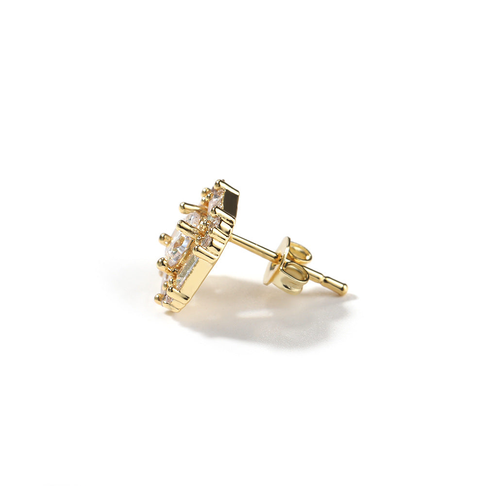 Geometric Cubic Zirconia Stud Earrings for Women in Gold or Silver Tone